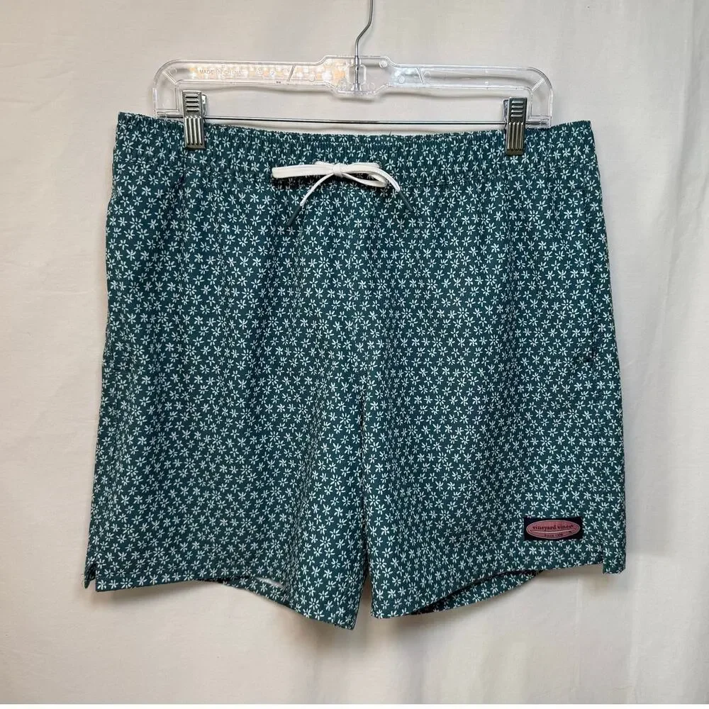 Vineyard Vines 7 Inch Printed Chappy Swim Trunks, Size M Beachy Resort Swim